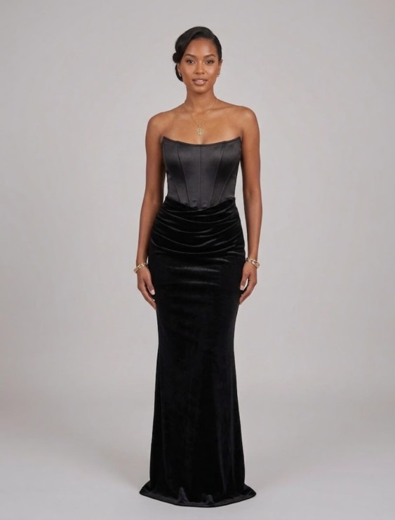 VESTIDO NEGRO GAMUSADO