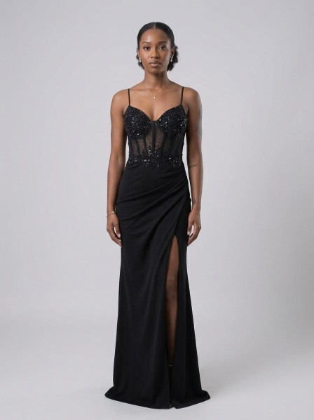 VESTIDO NEGRO ALICRADO ABAJO