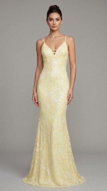 VESTIDO AMARILLO CON LENTEJUELAS