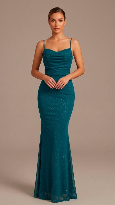 VESTIDO DE BRILLITOS VERDE ESMERALDA