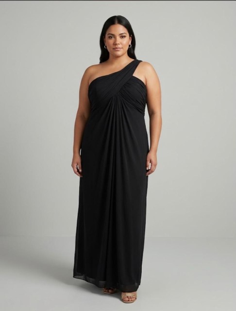 VESTIDO NEGRO  ASIMETRICO