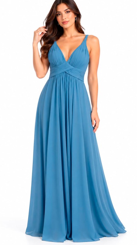 VESTIDO COLOR CELESTE PASTEL