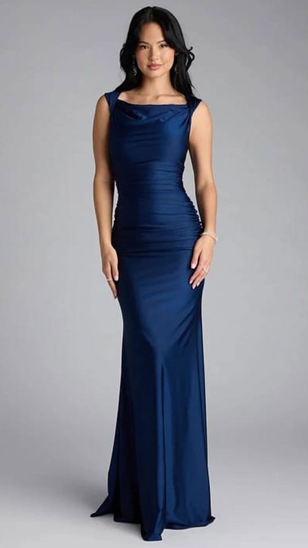 vestido azul marino licra