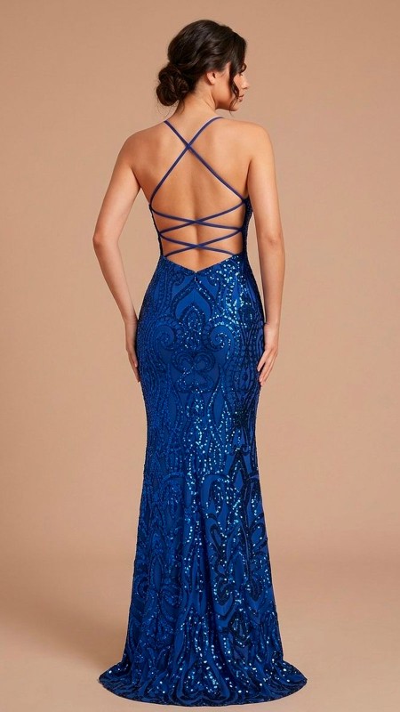 VESTIDO AZUL ELECTRICO ESCOTE EN ESPALDA