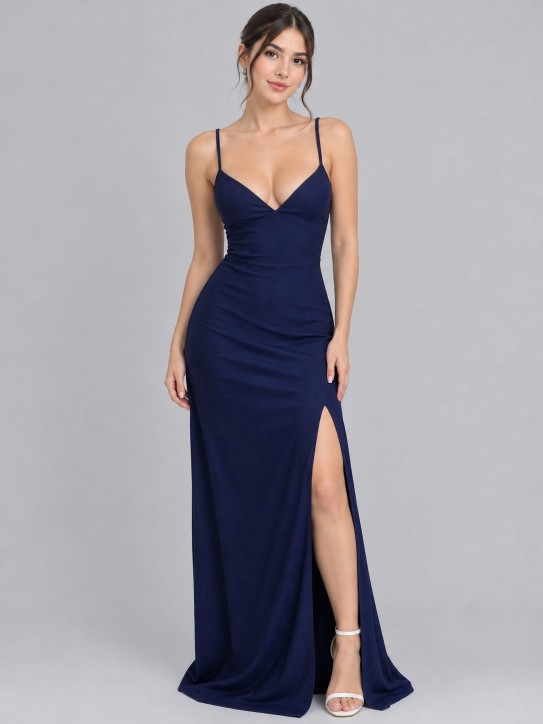 VESTIDO AZUL MARINO LICRA