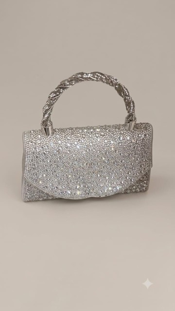 cartera plateada de mano