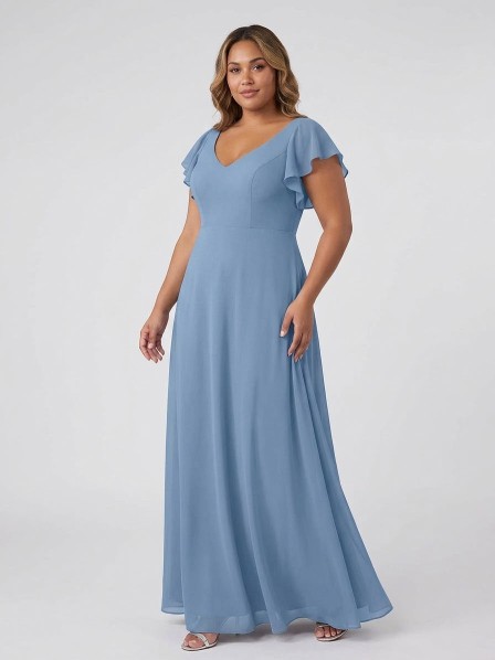 VESTIDO CELESTE  DE GASA