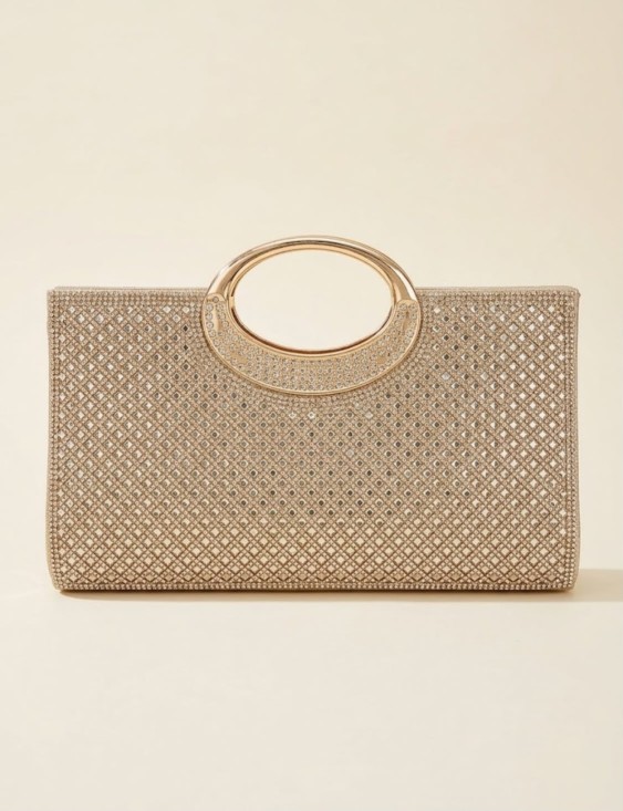 CARTERA DORADA CON BRILLOS