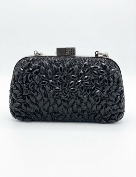 CARTERA NEGRA CON PIEDRERIA