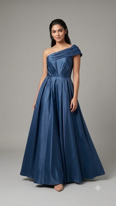 VESTIDO AZUL ASITMETRICO ASIMETRICO CORTE A