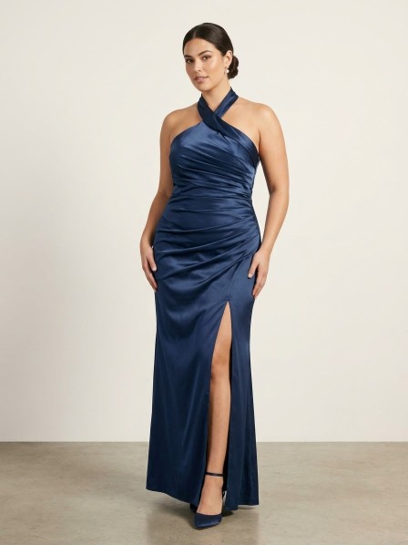 VESTIDO AZUL MARINO DE SEDA
