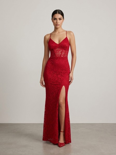 VESTIDO ROJO CON CORSET