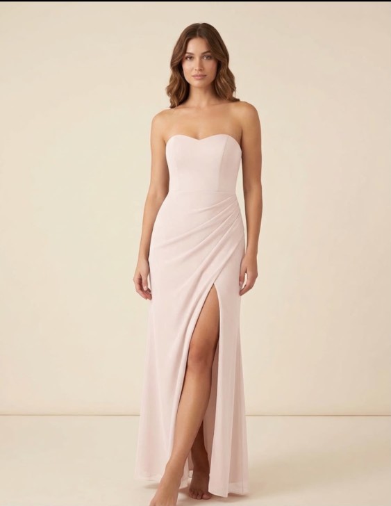 VESTIDO  MARFIL DE GASA CON ABERTURA EN LA PIERNA