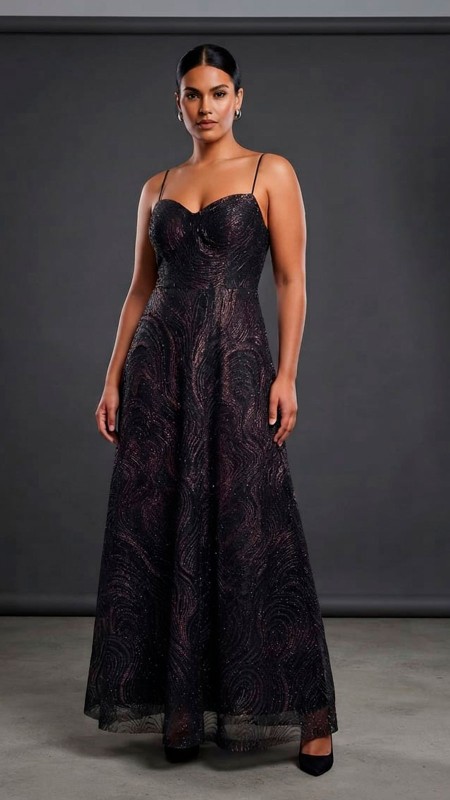 VESTIDO COLOR NEGRO CON BRILLOS