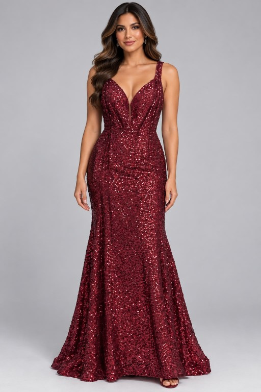 VESTIDO GUINDO CON LENTEJUELAS ATRAS DE AMARRAR