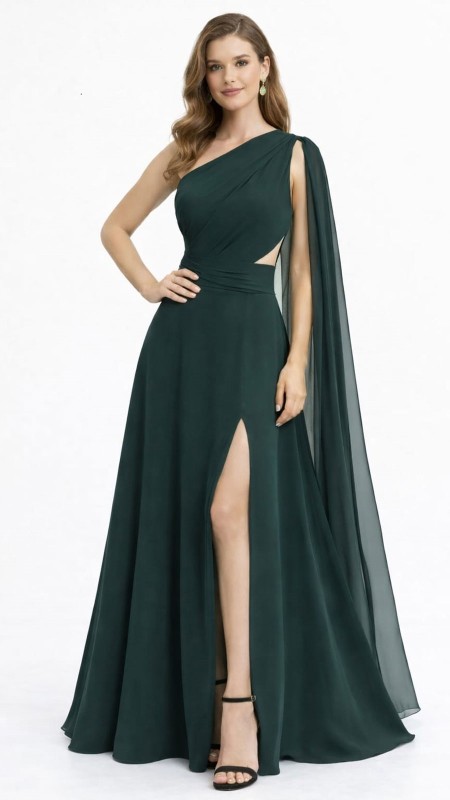 VESTIDO VERDE ESMERALDA GASA