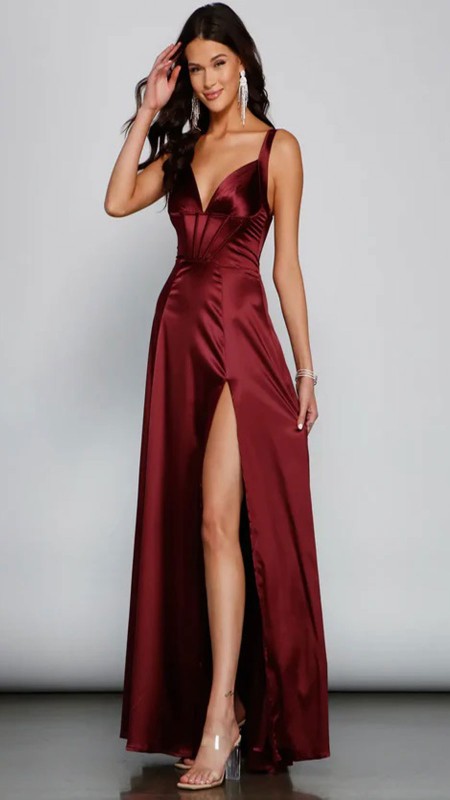 VESTIDO GUINDO SATIN CORTE A