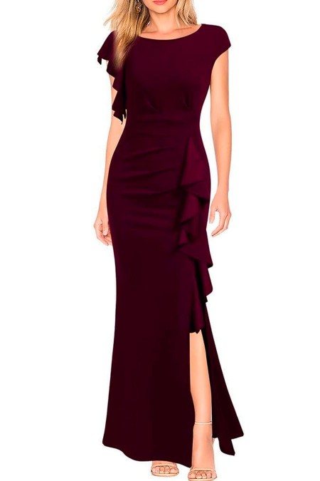 VESTIDO GUINDO LICRA CON VOLADOS