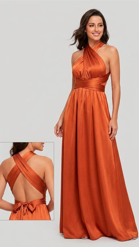 VESTIDO TERRACOTA SATIN MULTIFORMA
