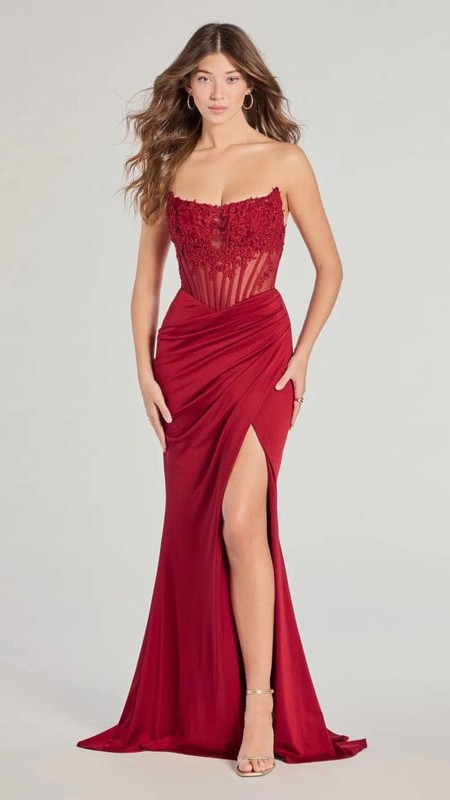 VESTIDO ROJO CON CORSE SIRENA