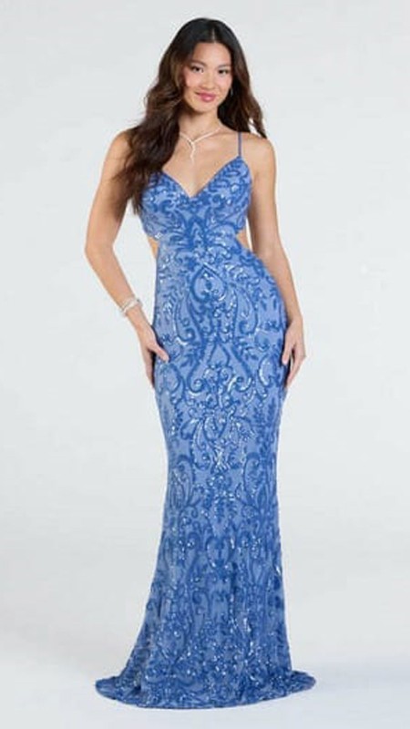 VESTIDO CELESTE LENTEJUELAS