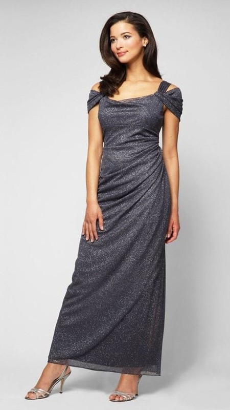 VESTIDO PLOMO CON BRILLOS