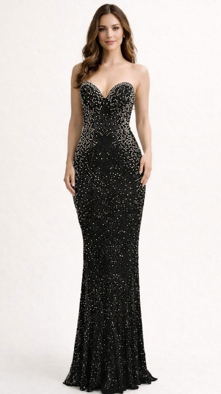 VESTIDO NEGRO BRILLITOS SIRENA