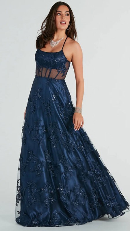 VESTIDO AZUL MARINO POMPOSO