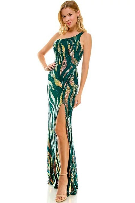 VESTIDO VERDE CON LENTEJUELAS TORNASOL