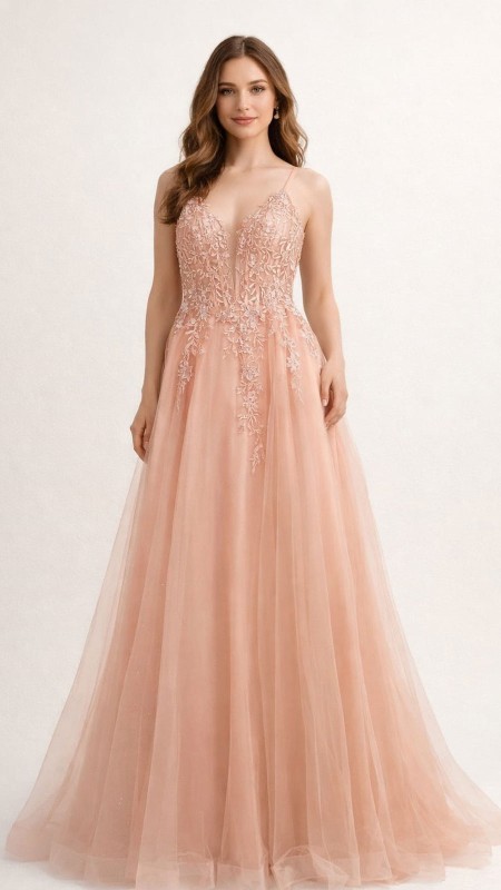 VESTIDO MELON PASTEL POMPOSO