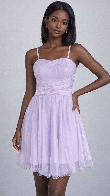 VESTIDO LILA LAVANDA CORTO