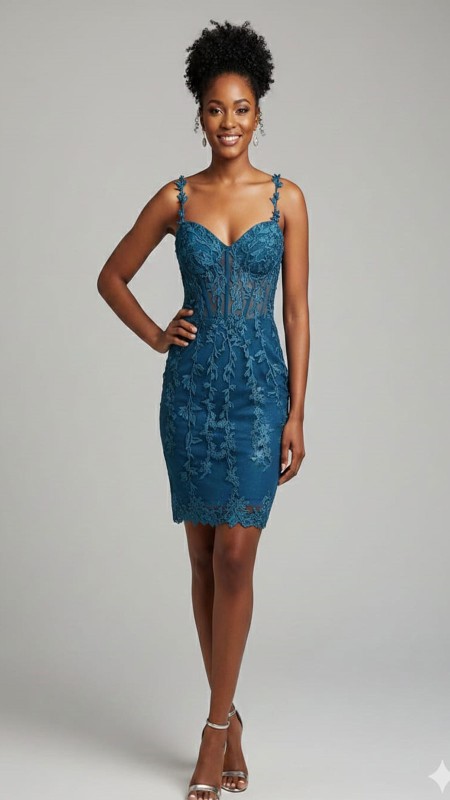 VESTIDO TURQUESA CORTO