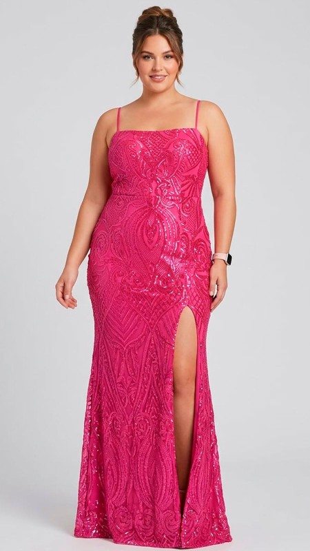 VESTIDO FUCSIA CON LENTEJUELAS