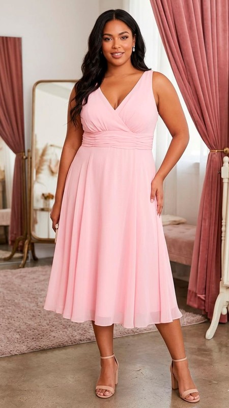 VESTIDO ROSA BEBE 3/4 DE GASA