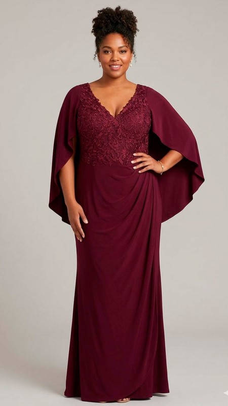 VESTIDO GUINDO CON ENCAJE Y MANGAS