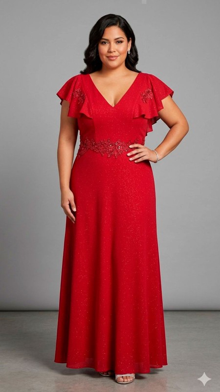 VESTIDO GUINDO CON DETALLES DE BORDADO EN CINTURA
