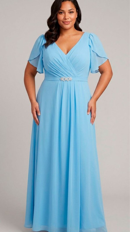 VESTIDO CELESTE BEBE CON MANGAS DE  GASA