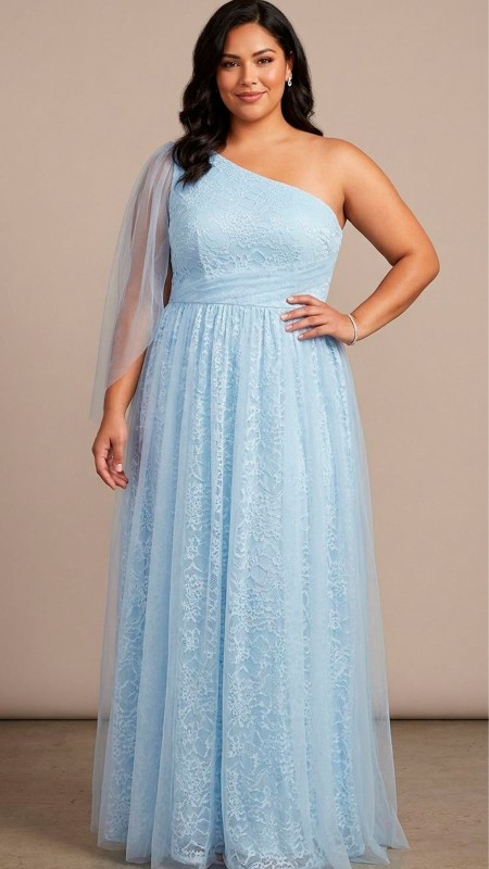 VESTIDO CELESTE BEBE CON ENCAJE Y TULL