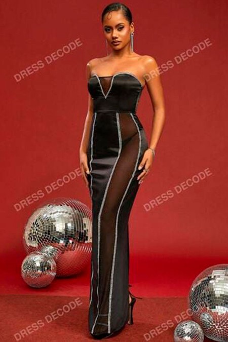VESTIDO NEGRO CON TRANSPARENCIAS
