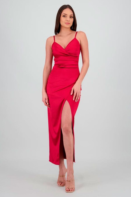 VESTIDO ROJO DE SATIN LICRA