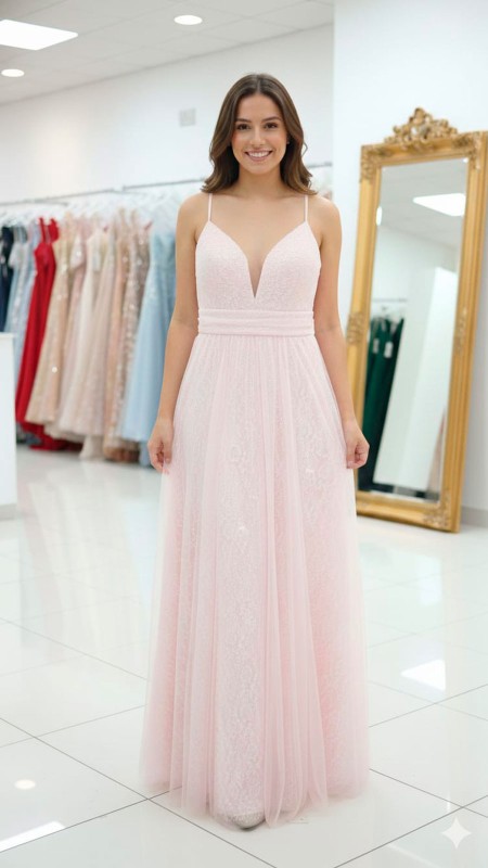 VESTIDO ROSA BEBE CON ENCAJE Y TULL