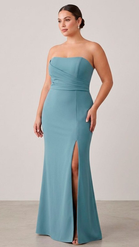 VESTIDO TURQUESA ESTRAPLE