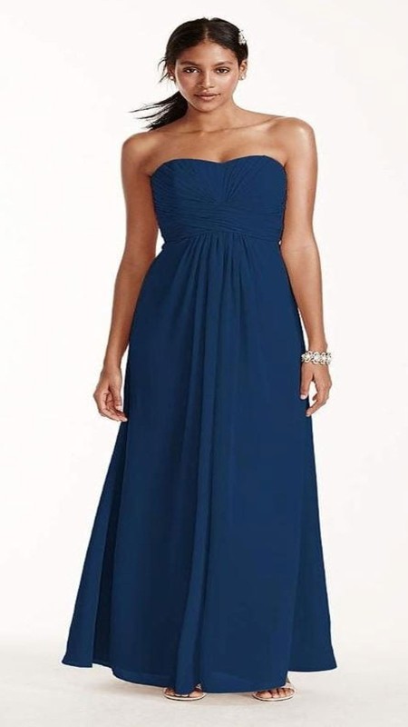 VESTIDO AZUL MARINO STRAPLESS