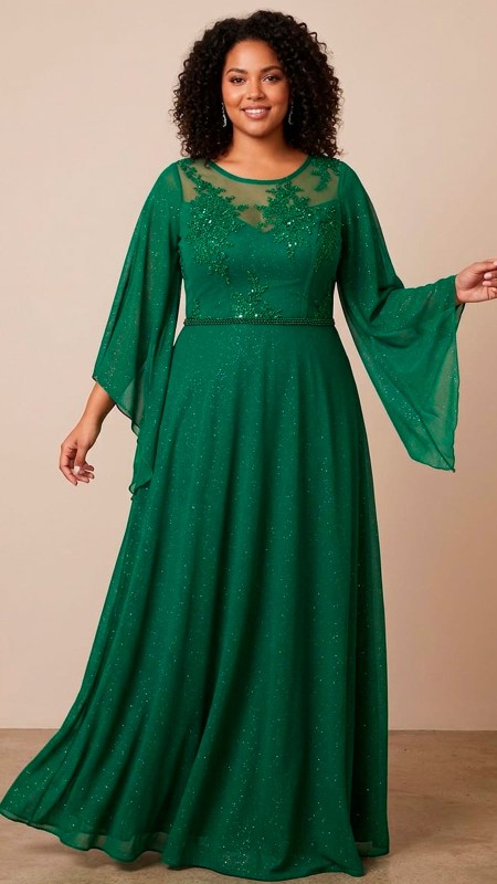 VESTIDO VERDE BANDERA CON ENCAJE Y  PERLAS
