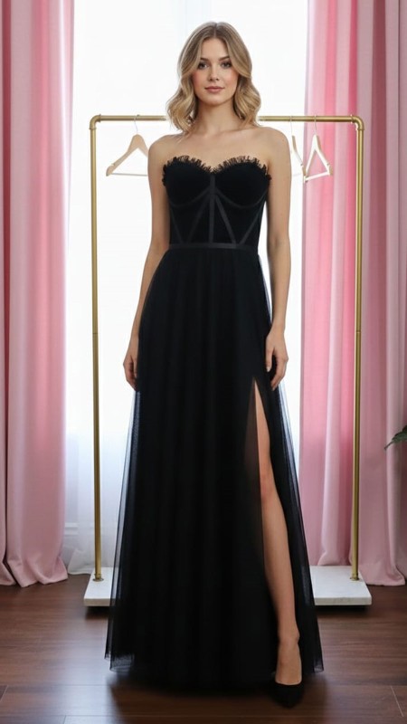 VESTIDO ESTRAPLE POMPOSO