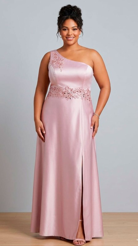 VESTIDO ASIMETRICO PALO ROSA CON CORSE