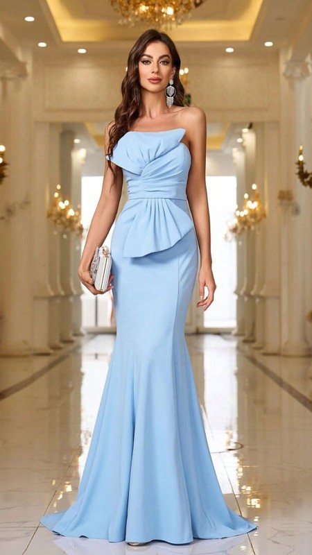 VESTIDO CELESTE BEBE DISEÑO CORBATA