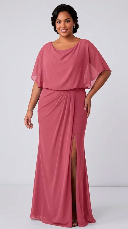 VESTIDO COLOR MALVA DE GASA