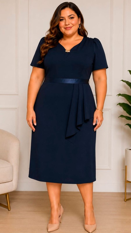 VESTIDO AZUL MARINO 3/4 LICRA