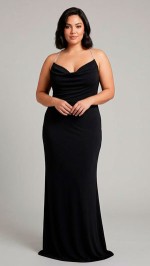 VESTIDO NEGRO CON TIROS BRILLANTES